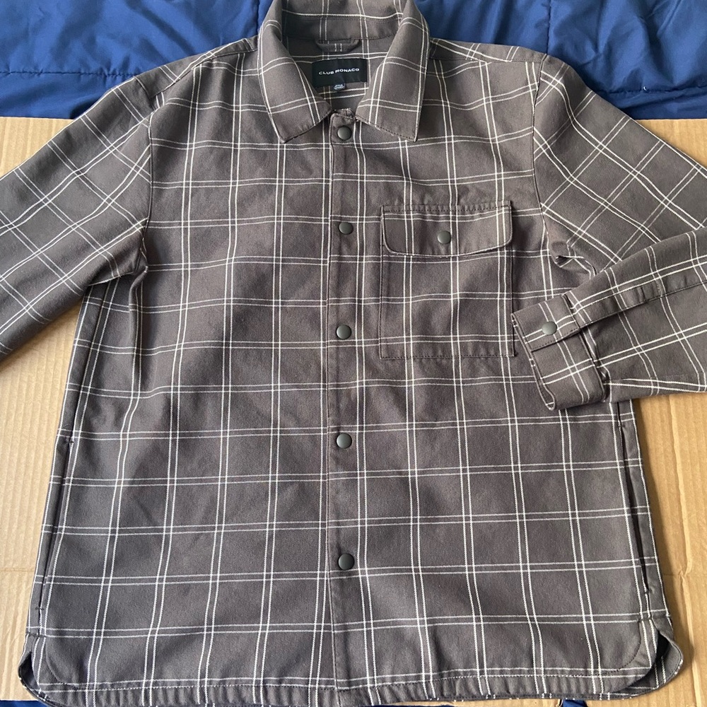 Club Monaco Grey Plad Flanel jacket Mens Medium